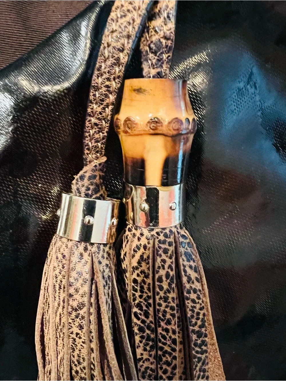 Gucci Vintage rare “Jackie Bamboo”Espresso/Black/CrystalCanvas/Leather hobo